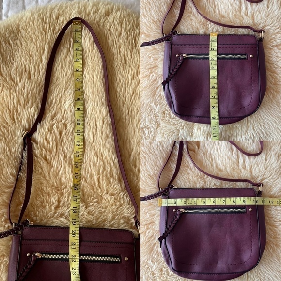 Ardene Faux Leather Maroon Adjustable Strap Shoulder Bag Tassel Tabs - Picture 14 of 15
